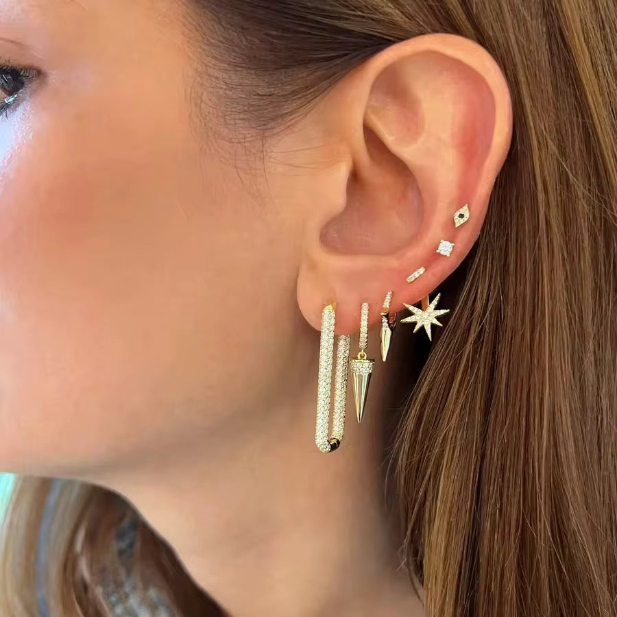 Sophia Silver Diamond Hoops
