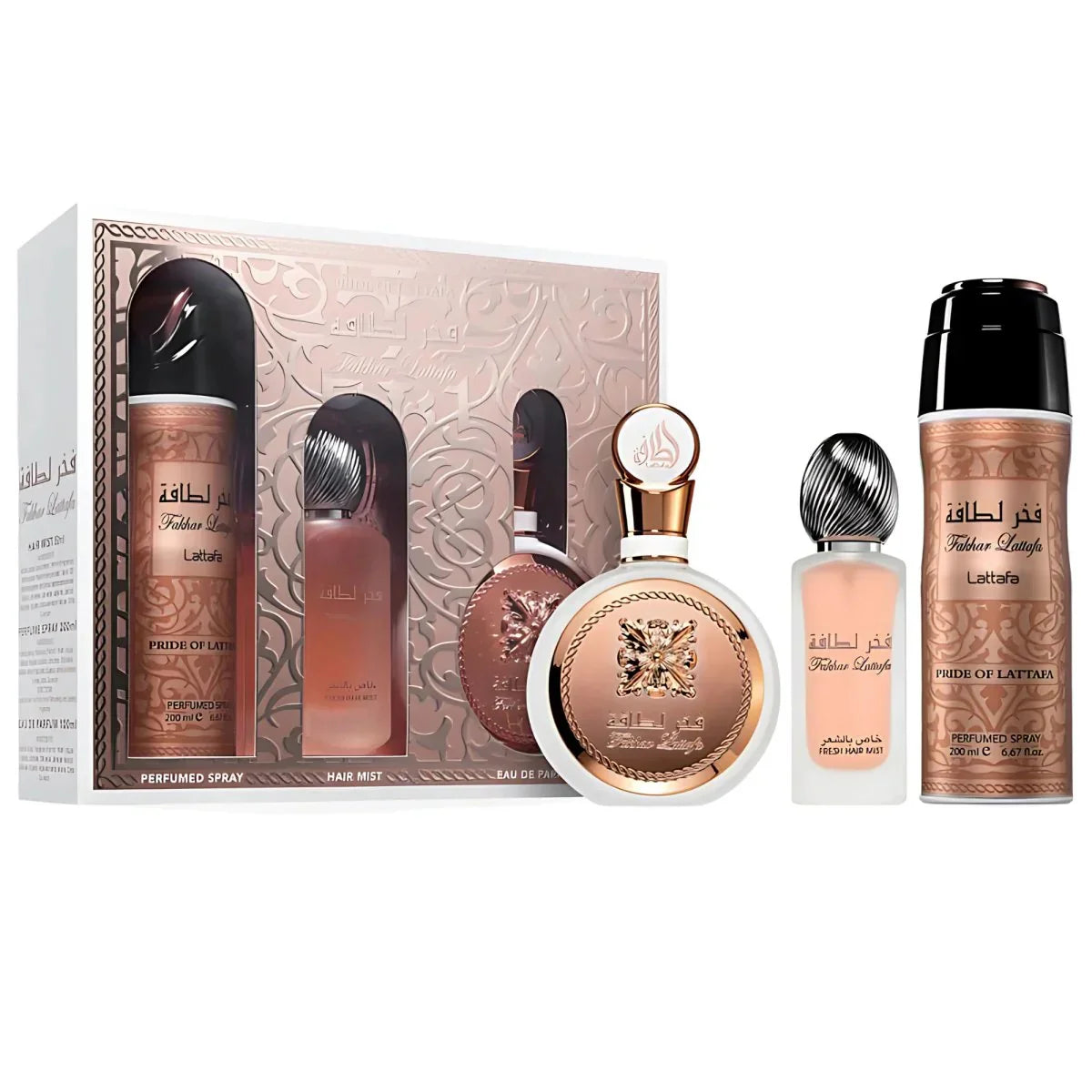 Lattafa Fakhar Rose Gold 3-Piece Set 3.4oz (M) EDP Spray