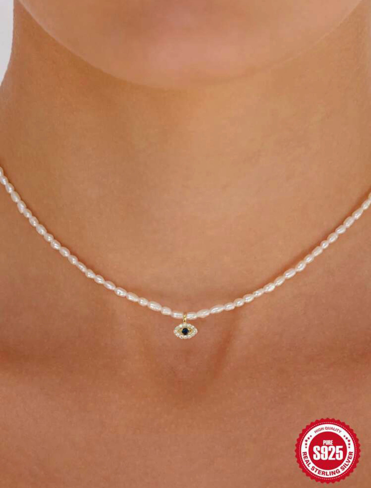 PEARL TURKIS EYE NECKLACE