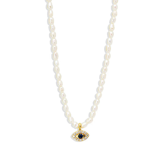 PEARL TURKIS EYE NECKLACE