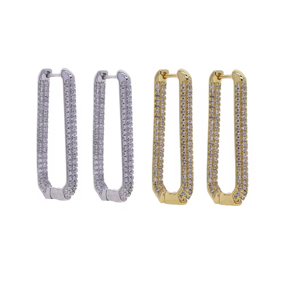Sophia Silver Diamond Hoops
