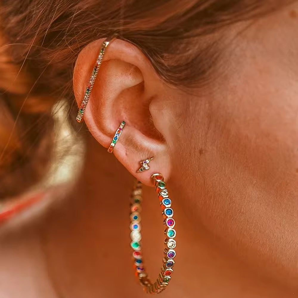 Gold Rainbow Hoops