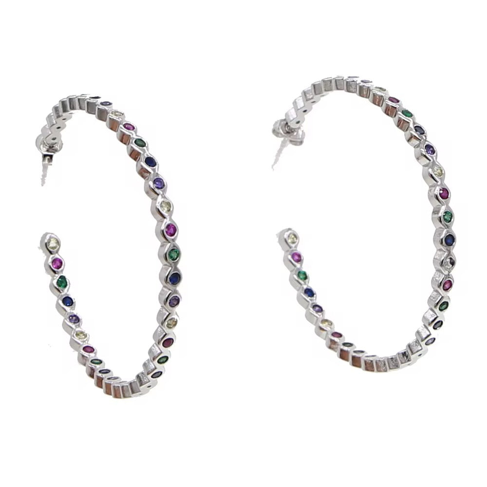 Silver Rainbow Hoops