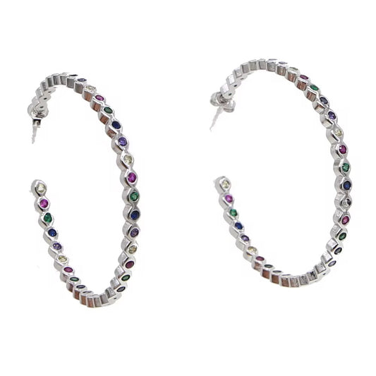 Silver Rainbow Hoops