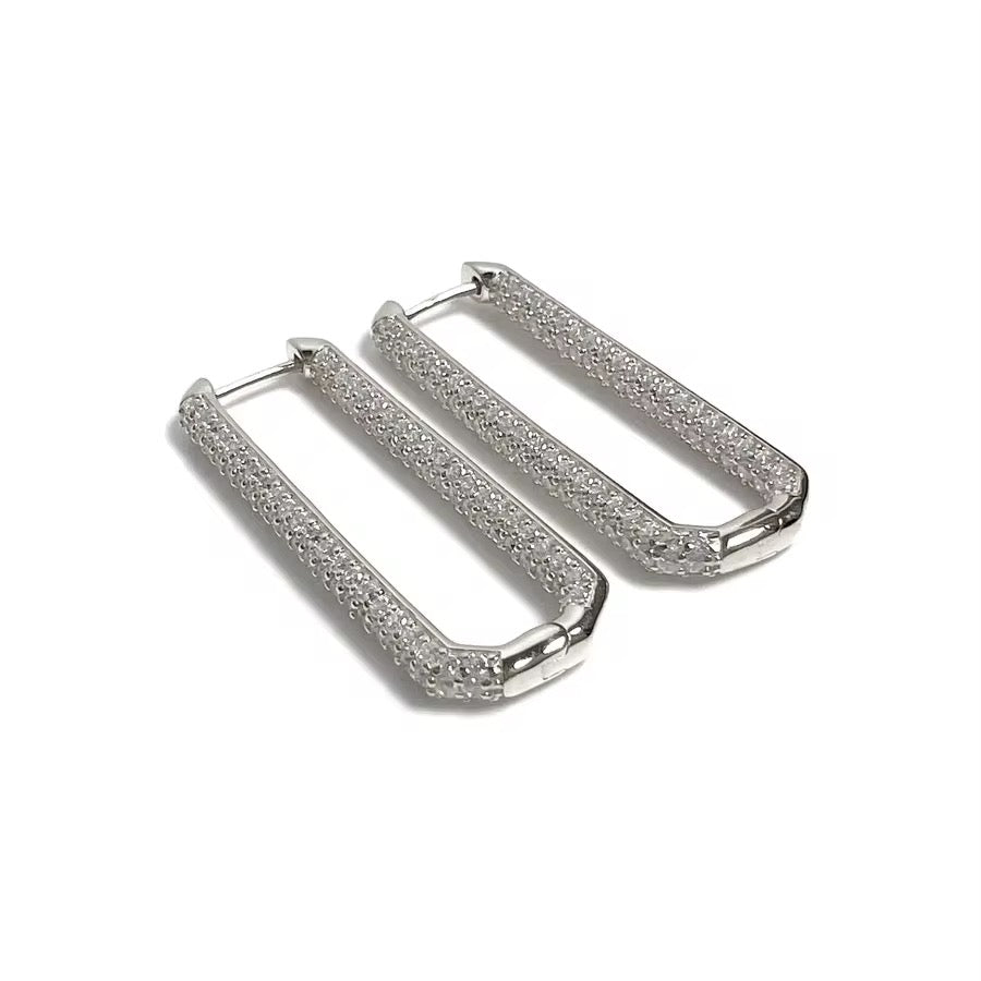 Sophia Silver Diamond Hoops