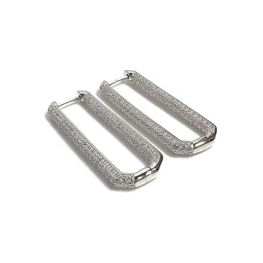 Sophia Silver Diamond Hoops