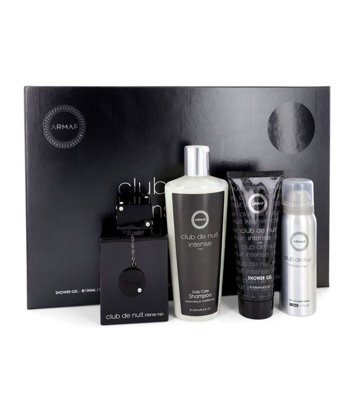 ARMAF CLUB DE NUIT INTENSE EDT 4 PC SP 105 ML; BS 50 ML; SG 100ML; SHAMPOO 250 ML (H)