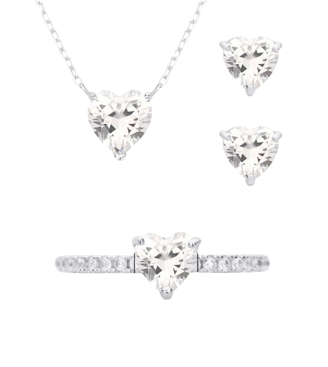 WHITE HEART DIAMOND SET