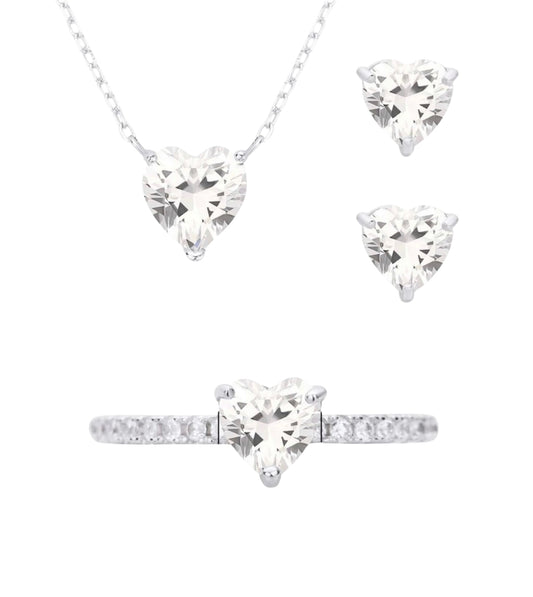 WHITE HEART DIAMOND SET