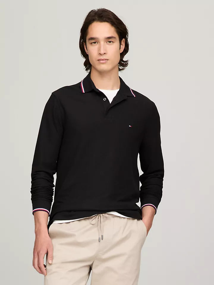 Long-Sleeve Tommy Wicking Polo Black