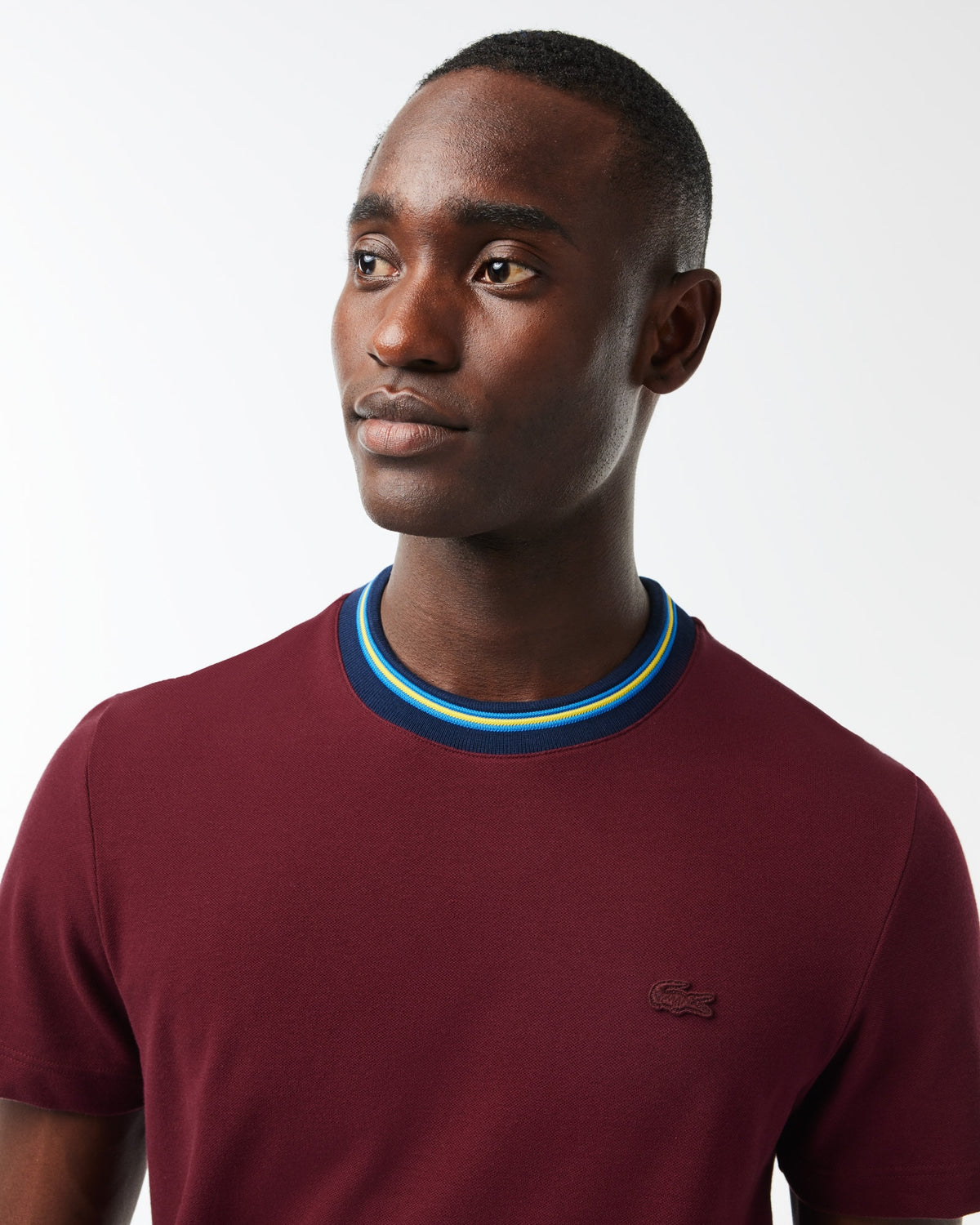 Lacoste Men's Stripe Collar Red