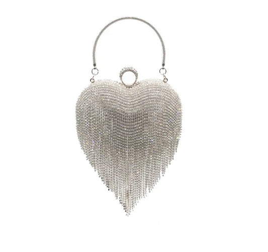 SILVER DIAMOND HEART