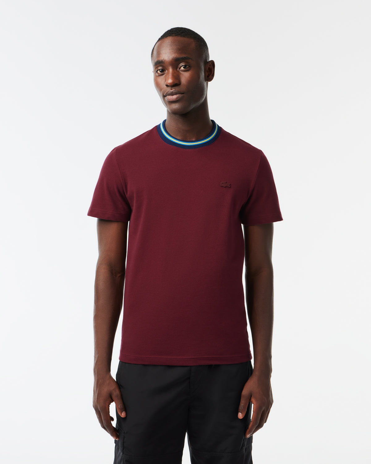 Lacoste Men's Stripe Collar Red